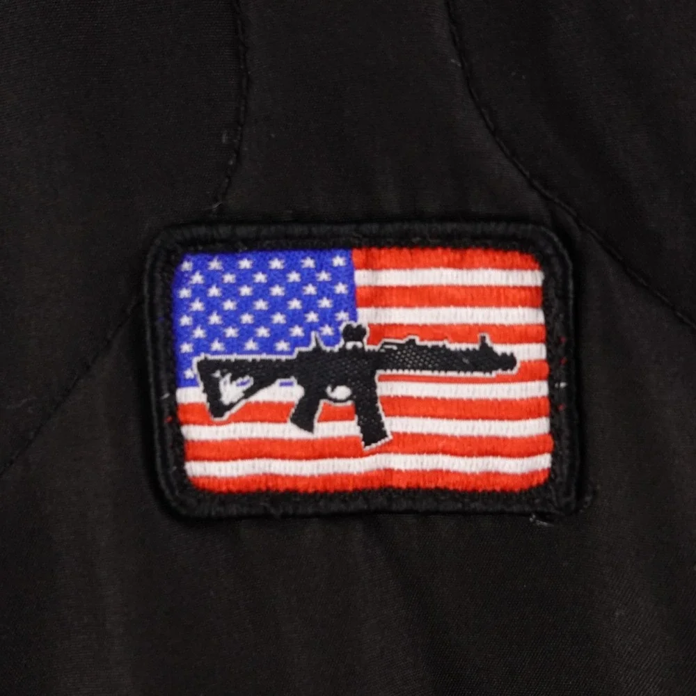 Black Rifle Coffee Co Quilted Hooded Jacket Mens XL Full Zip American Flag Patch